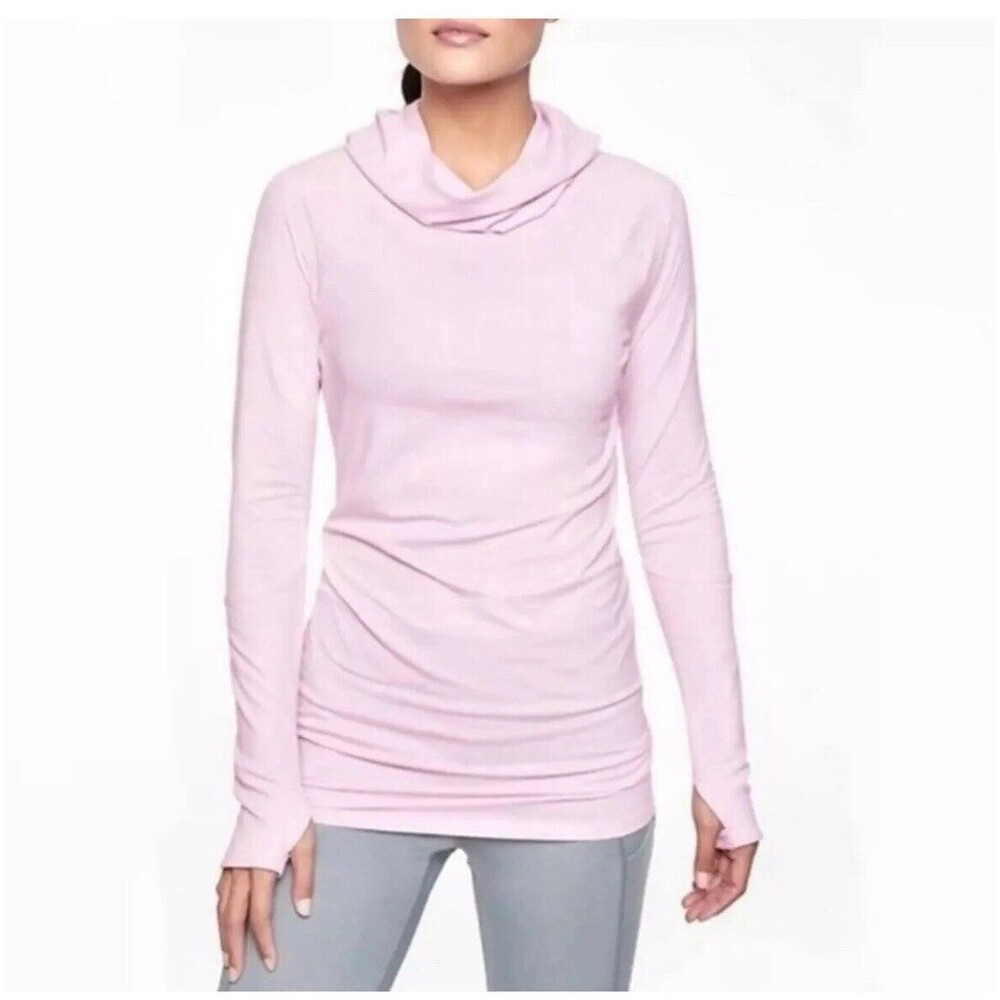 Athleta Essence Hoodie Simply Lilac Pink Long Sleeve Tunic Length Size Large